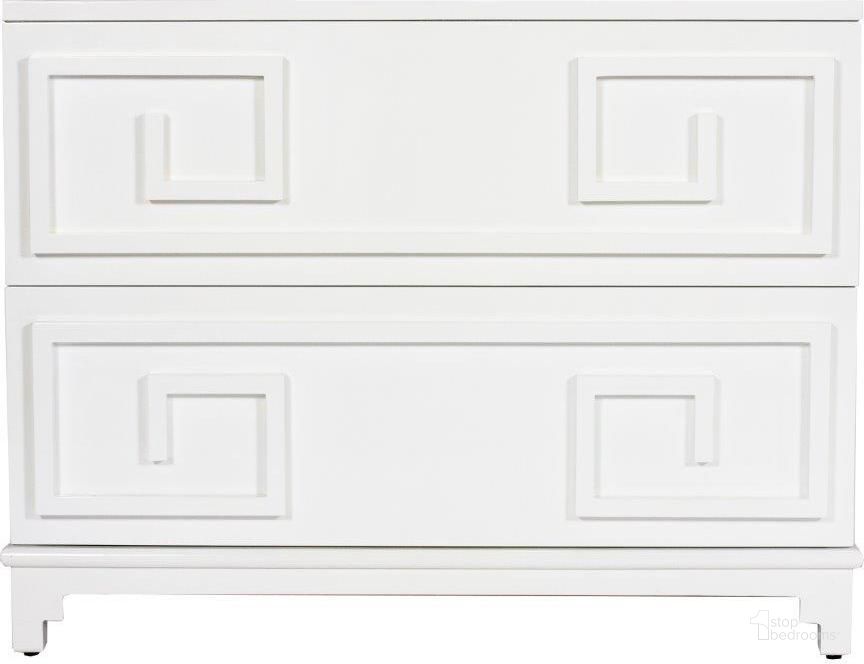 The appearance of Wrenfield White Lacquer Oriental 2 Drawers Chest designed by Worlds Away in the modern / contemporary interior design. This white piece of furniture  was selected by 1StopBedrooms from Wrenfield Collection to add a touch of cosiness and style into your home. Sku: WRENFIELD WH. Material: Metal. Product Type: Chest. Image1
