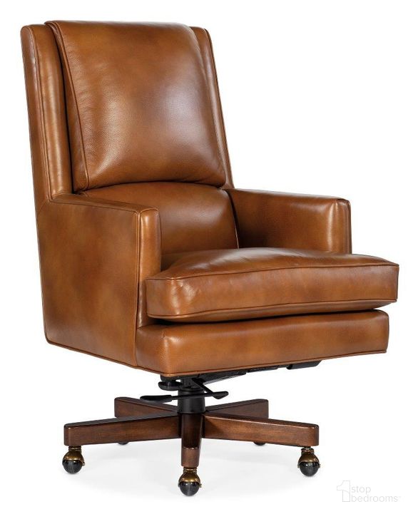 The appearance of Wright Executive Swivel Tilt Chair In Brown designed by Hooker in the traditional interior design. This brown piece of furniture  was selected by 1StopBedrooms from EC Collection to add a touch of cosiness and style into your home. Sku: EC387-C7-085. Material: Leather. Product Type: Swivel Chair. Image1