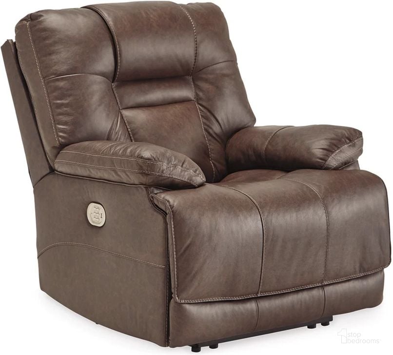 The appearance of Wurstrow Power Recliner With Adjustable Headrest In Umber designed by Signature Design by Ashley in the modern / contemporary interior design. This umber piece of furniture  was selected by 1StopBedrooms from Wurstrow Collection to add a touch of cosiness and style into your home. Sku: U5460313. Product Type: Recliner. Material: Leather Match. Image1