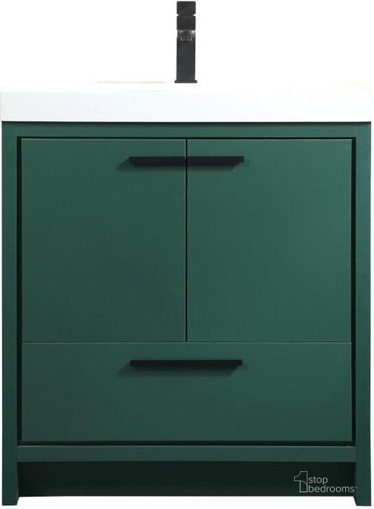 The appearance of Wyatt 30 Inch Single Bathroom Vanity In Green designed by Elegant Lighting in the transitional interior design. This green piece of furniture  was selected by 1StopBedrooms from Wyatt Collection to add a touch of cosiness and style into your home. Sku: VF46030MGN. Material: MDF. Product Type: Bathroom Vanity. Image1