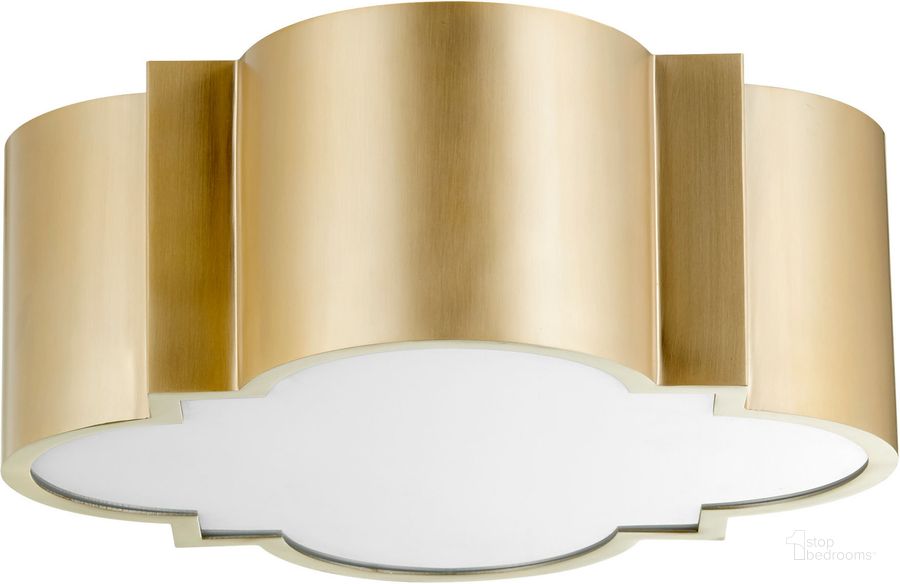 The appearance of Wyatt Aged Brass Ceiling Mount 2 Light designed by Cyan Design in the modern / contemporary interior design. This gold piece of furniture  was selected by 1StopBedrooms from Wyatt Collection to add a touch of cosiness and style into your home. Sku: 10063. Product Type: Lighting.