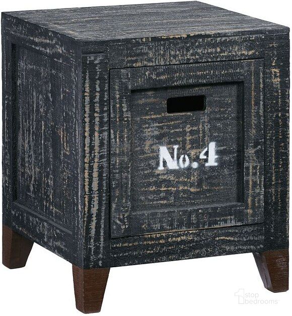 The appearance of Wyatt Coal Storage End Table designed by Progressive Furniture in the transitional interior design. This black piece of furniture  was selected by 1StopBedrooms from Wyatt Collection to add a touch of cosiness and style into your home. Sku: A746-69. Product Type: End Table. Material: Pine. Image1