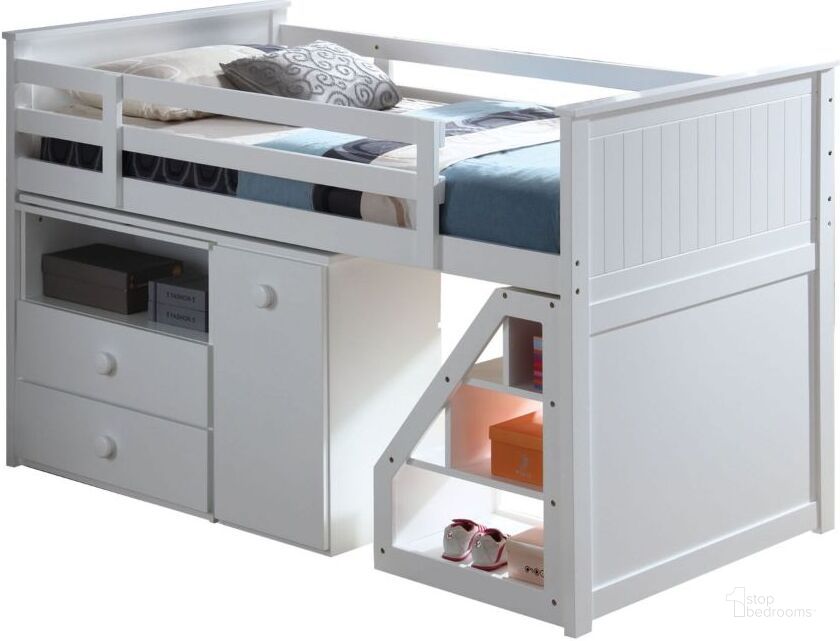 The appearance of Wyatt White Loft Bed designed by ACME in the modern / contemporary interior design. This white piece of furniture  was selected by 1StopBedrooms from Wyatt Collection to add a touch of cosiness and style into your home. Sku: 19405HF;19406R;19407L;19408SD;19409CH. Material: Wood. Product Type: Loft Bed. Bed Type: Loft Bed. Image1