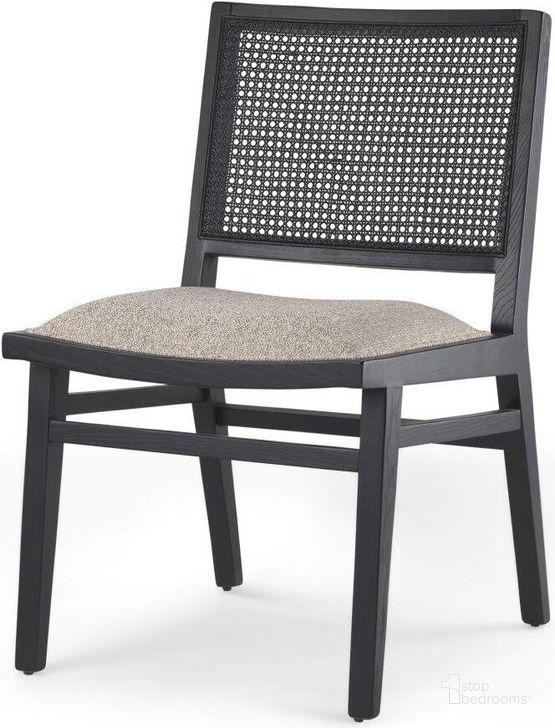 The appearance of Wynn Beige Fabric With Black Wood Dining Chair Set of 2 designed by Mercana in the modern / contemporary interior design. This black and beige piece of furniture  was selected by 1StopBedrooms from Wynn Collection to add a touch of cosiness and style into your home. Sku: 69828. Material: Wood. Product Type: Dining Chair. Image1