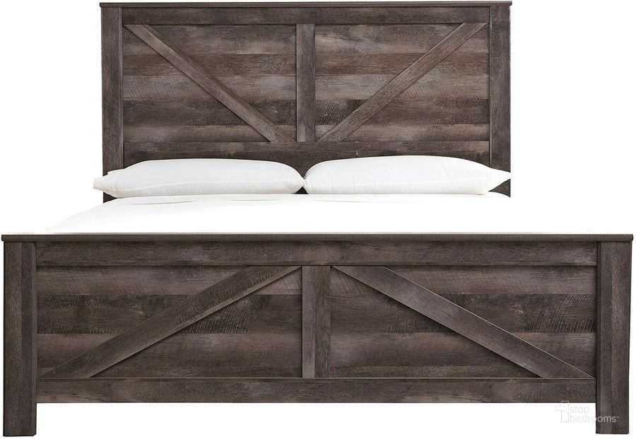 The appearance of Wynnlow Crossbuck Panel Bed (King) designed by Signature Design by Ashley in the modern / contemporary interior design. This gray piece of furniture  was selected by 1StopBedrooms from Wynnlow Collection to add a touch of cosiness and style into your home. Sku: B440-58;B440-56;B440-99. Bed Type: Panel Bed. Material: Wood. Product Type: Panel Bed. Bed Size: King. Image1
