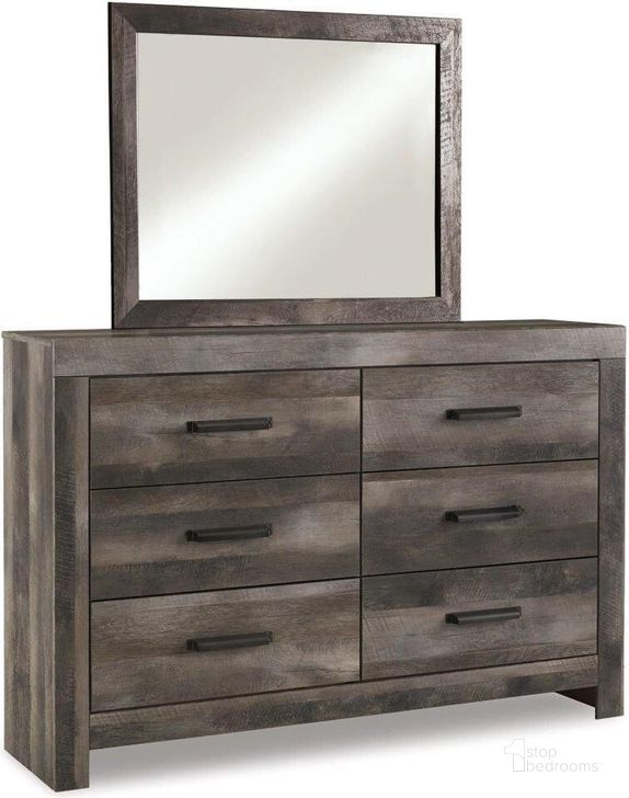The appearance of Wynnlow Dresser and Mirror In Gray designed by Signature Design by Ashley in the transitional interior design. This gray piece of furniture  was selected by 1StopBedrooms from Wynnlow Collection to add a touch of cosiness and style into your home. Sku: B440-31;B440-36. Material: Wood. Product Type: Dresser and Mirror. Image1