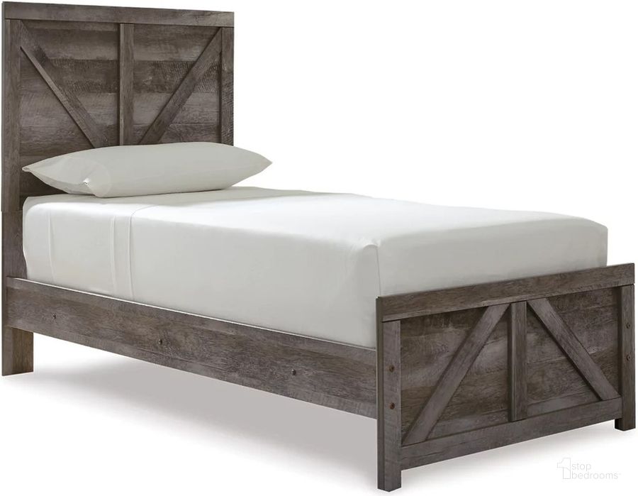 The appearance of Wynnlow Gray Twin Panel Bed designed by Signature Design by Ashley in the transitional interior design. This gray piece of furniture  was selected by 1StopBedrooms from Wynnlow Collection to add a touch of cosiness and style into your home. Sku: B440-53;B440-83. Bed Type: Panel Bed. Material: Wood. Product Type: Panel Bed. Bed Size: Twin. Image1