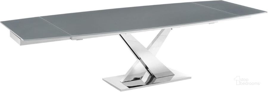 The appearance of X Base Manual Dining Table With Stainless Base and Gray Top designed by Casabianca Home in the modern / contemporary interior design. This gray piece of furniture  was selected by 1StopBedrooms from X Base Collection to add a touch of cosiness and style into your home. Sku: TC-MAN07GRY. Table Base Style: Trestle. Product Type: Dining Table. Table Top Shape: Rectangular. Material: Stainless Steel. Size: 71". Image1