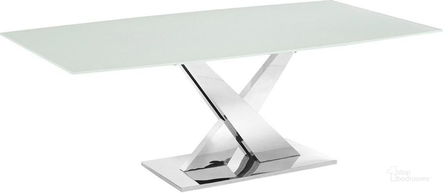 The appearance of X Base Dining Table With Stainless Base and White Top designed by Casabianca Home in the modern / contemporary interior design. This white piece of furniture  was selected by 1StopBedrooms from X Base Collection to add a touch of cosiness and style into your home. Sku: TC-MFIX07WHT. Table Base Style: Trestle. Product Type: Dining Table. Table Top Shape: Rectangular. Material: Stainless Steel. Size: 71.