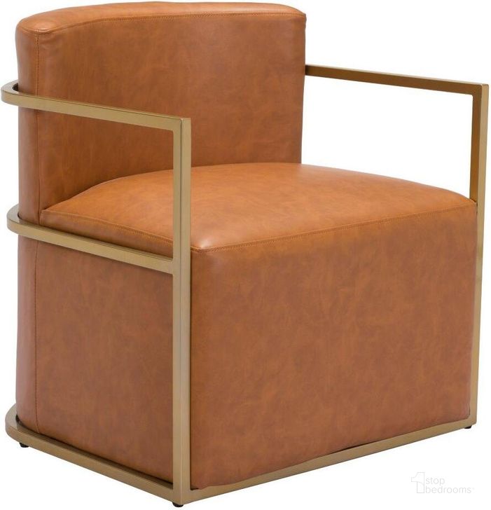 The appearance of Xander Accent Chair In Brown designed by Zuo Modern in the modern / contemporary interior design. This brown and gold piece of furniture  was selected by 1StopBedrooms from Xander Collection to add a touch of cosiness and style into your home. Sku: 102053. Material: Metal. Product Type: Accent Chair. Image1