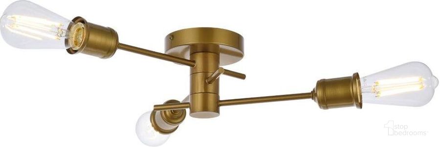 The appearance of Xavier 3 Lights Flush Mount In Brass designed by Elegant Lighting in the transitional interior design. This brass piece of furniture  was selected by 1StopBedrooms from Xavier Collection to add a touch of cosiness and style into your home. Sku: LD7049F18BR. Material: Metal. Product Type: Flush Mount. Image1