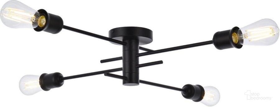 The appearance of Xavier 4 Lights Flush Mount In Black designed by Elegant Lighting in the transitional interior design. This black piece of furniture  was selected by 1StopBedrooms from Xavier Collection to add a touch of cosiness and style into your home. Sku: LD7050F26BK. Material: Metal. Product Type: Flush Mount. Image1