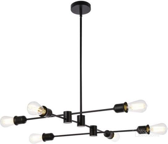 The appearance of Xavier 6 Lights Pendant In Black LD7051D31BK designed by Elegant Lighting in the transitional interior design. This black piece of furniture  was selected by 1StopBedrooms from Xavier Collection to add a touch of cosiness and style into your home. Sku: LD7051D31BK. Material: Metal. Product Type: Pendant Lighting. Image1
