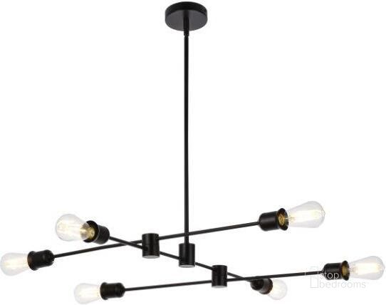 The appearance of Xavier 6 Lights Pendant In Black LD7052D35BK designed by Elegant Lighting in the transitional interior design. This black piece of furniture  was selected by 1StopBedrooms from Xavier Collection to add a touch of cosiness and style into your home. Sku: LD7052D35BK. Material: Metal. Product Type: Pendant Lighting. Image1