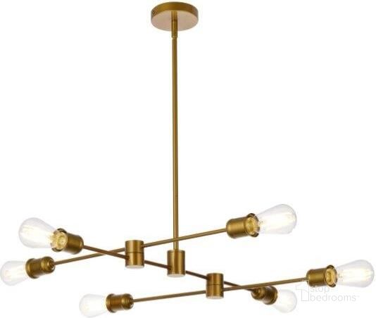 The appearance of Xavier 6 Lights Pendant In Brass LD7051D31BR designed by Elegant Lighting in the transitional interior design. This brass piece of furniture  was selected by 1StopBedrooms from Xavier Collection to add a touch of cosiness and style into your home. Sku: LD7051D31BR. Material: Metal. Product Type: Pendant Lighting. Image1