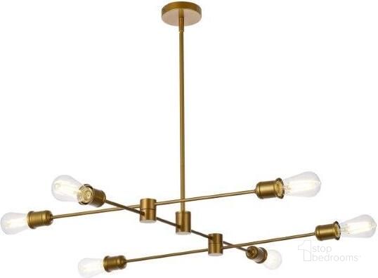 The appearance of Xavier 6 Lights Pendant In Brass LD7052D35BR designed by Elegant Lighting in the transitional interior design. This brass piece of furniture  was selected by 1StopBedrooms from Xavier Collection to add a touch of cosiness and style into your home. Sku: LD7052D35BR. Material: Metal. Product Type: Pendant Lighting. Image1