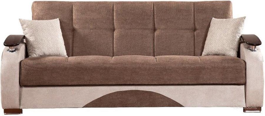 The appearance of Yafah Upholstered Convertible Sofabed with Storage In Brown designed by Casamode in the modern / contemporary interior design. This brown piece of furniture  was selected by 1StopBedrooms from Yafah Collection to add a touch of cosiness and style into your home. Sku: YFH-BN-SB. Material: Microfiber. Product Type: Sofa Bed. Image1