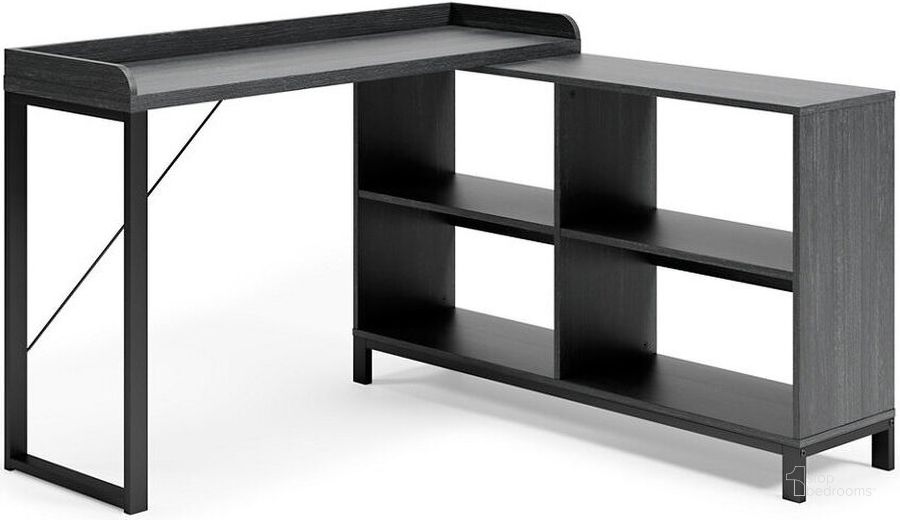 The appearance of Yarlow Black L-Desk designed by Signature Design by Ashley in the modern / contemporary interior design. This black piece of furniture  was selected by 1StopBedrooms from Yarlow Collection to add a touch of cosiness and style into your home. Sku: H215-24. Material: Metal. Product Type: Desk. Image1