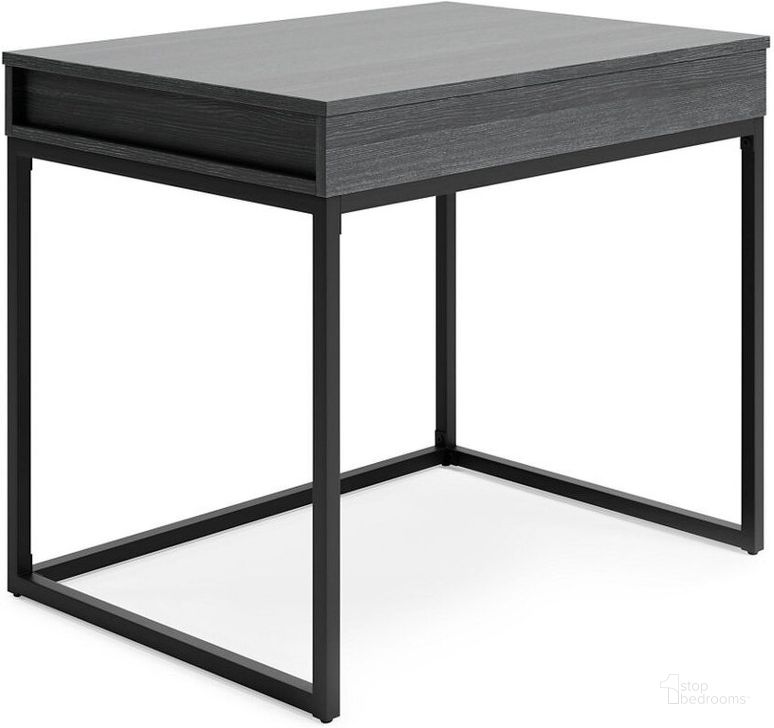 The appearance of Yarlow Black Lift Top Desk designed by Signature Design by Ashley in the modern / contemporary interior design. This black piece of furniture  was selected by 1StopBedrooms from Yarlow Collection to add a touch of cosiness and style into your home. Sku: H215-13. Material: Metal. Product Type: Desk. Image1