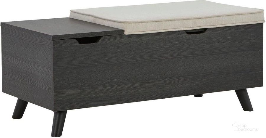 The appearance of Yarlow Gray Storage Bench designed by Signature Design by Ashley in the transitional interior design. This linen/gray piece of furniture  was selected by 1StopBedrooms from Yarlow Collection to add a touch of cosiness and style into your home. Sku: A3000321. Material: Fabric. Product Type: Storage Bench. Image1