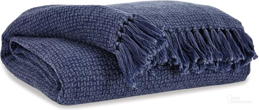 The appearance of Yasmin Navy Throw designed by Signature Design by Ashley in the transitional interior design. This navy piece of furniture  was selected by 1StopBedrooms from Yasmin Collection to add a touch of cosiness and style into your home. Sku: A1000740T. Product Type: Throw. Image1