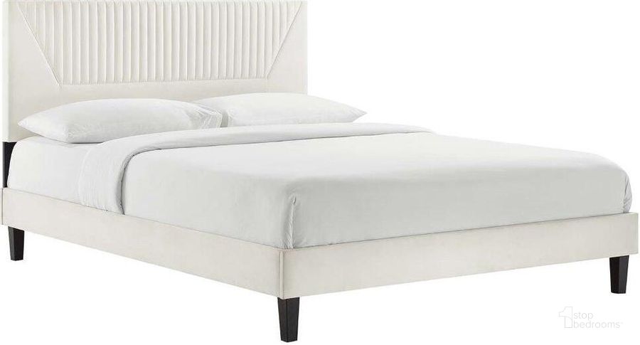 The appearance of Yasmine Channel Tufted Performance Velvet Twin Platform Bed In White MOD-6992-WHI designed by Modway in the transitional interior design. This white piece of furniture  was selected by 1StopBedrooms from Yasmine Collection to add a touch of cosiness and style into your home. Sku: MOD-6992-WHI. Bed Type: Platform Bed. Product Type: Platform Bed. Bed Size: Twin. Material: Plywood. Image1