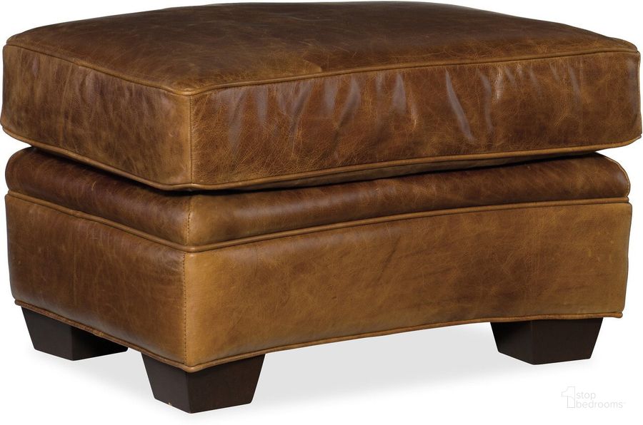 The appearance of Yates Dark Brown Ottoman designed by Hooker in the traditional interior design. This brown piece of furniture  was selected by 1StopBedrooms from Yates Collection to add a touch of cosiness and style into your home. Sku: SS519-OT-087. Material: Leather. Product Type: Ottoman. Image1