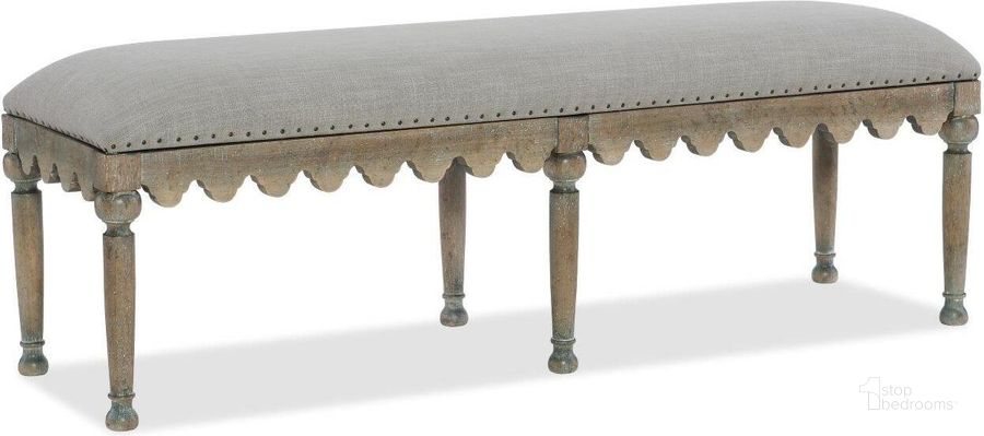 The appearance of Boheme Madera Bed Bench designed by Hooker in the traditional interior design. This grey piece of furniture  was selected by 1StopBedrooms from Boheme Collection to add a touch of cosiness and style into your home. Sku: 5750-90019-MWD. Material: Fabric. Product Type: Bedroom Bench. Image1