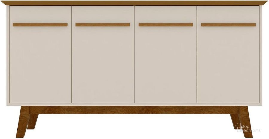 The appearance of Yonkers 62.99 Sideboard in Off White and Cinnamon designed by Manhattan Comfort in the transitional interior design. This off white and cinnamon piece of furniture  was selected by 1StopBedrooms from Yonkers Collection to add a touch of cosiness and style into your home. Sku: 232BMC12. Product Type: Sideboard. Material: MDF. Image1