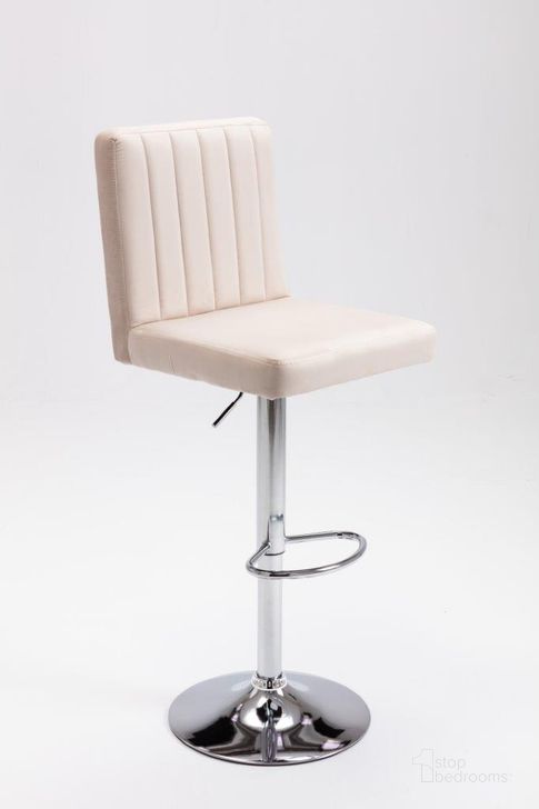 The appearance of Yorkie Velvet Upholstered Modern Swivel Bar Stool Set of 2 In Beige designed by Best Master Furniture in the modern / contemporary interior design. This beige piece of furniture  was selected by 1StopBedrooms from Yorkie Collection to add a touch of cosiness and style into your home. Sku: YK9175BE. Product Type: Barstool. Material: Velvet. Image1