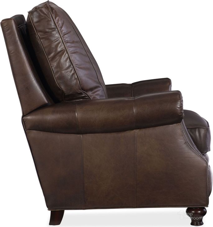 The appearance of Winslow Brown Leather Recliner designed by Hooker in the traditional interior design. This brown piece of furniture  was selected by 1StopBedrooms from Winslow Collection to add a touch of cosiness and style into your home. Sku: RC150-088. Material: Leather. Product Type: Recliner. Image1