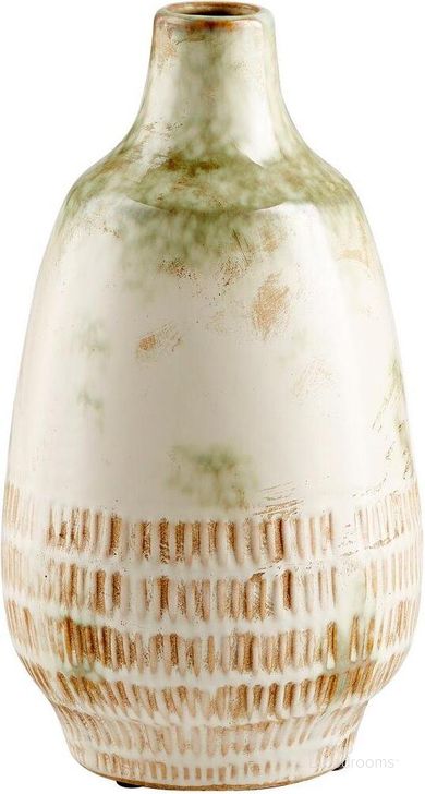 The appearance of Yukon Olive Pearl Glaze Large Vase designed by Cyan Design in the modern / contemporary interior design. This white piece of furniture  was selected by 1StopBedrooms from Yukon Collection to add a touch of cosiness and style into your home. Sku: 11050. Product Type: Vase. Material: Terracotta.
