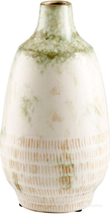 The appearance of Yukon Olive Pearl Glaze Small Vase designed by Cyan Design in the modern / contemporary interior design. This white piece of furniture  was selected by 1StopBedrooms from Yukon Collection to add a touch of cosiness and style into your home. Sku: 11051. Product Type: Vase. Material: Terracotta.