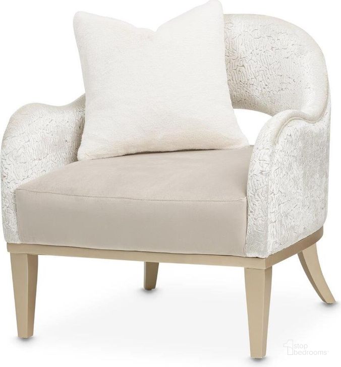 The appearance of Yvette Accent Chair In Porcini and Champagne designed by AICO in the modern / contemporary interior design. This porcini piece of furniture  was selected by 1StopBedrooms from Yvette Collection to add a touch of cosiness and style into your home. Sku: LRU-YVTE834-PCI-136. Product Type: Accent Chair. Material: Velvet. Image1