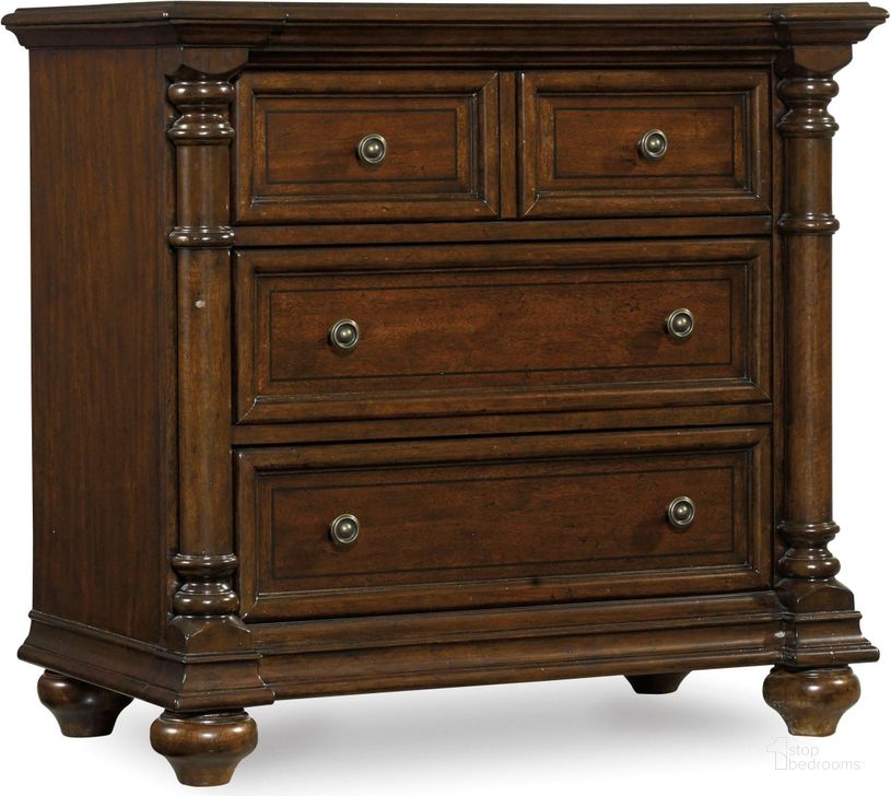 The appearance of Leesburg Brown Nightstand designed by Hooker in the traditional interior design. This brown piece of furniture  was selected by 1StopBedrooms from Leesburg Collection to add a touch of cosiness and style into your home. Sku: 5381-90016. Material: Wood. Product Type: Nightstand. Image1