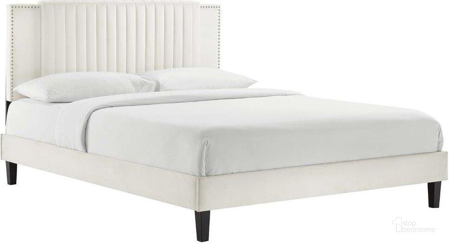 The appearance of Zahra Channel Tufted Performance Velvet Twin Platform Bed In White MOD-6990-WHI designed by Modway in the transitional interior design. This white piece of furniture  was selected by 1StopBedrooms from Zahra Collection to add a touch of cosiness and style into your home. Sku: MOD-6990-WHI. Bed Type: Platform Bed. Product Type: Platform Bed. Bed Size: Twin. Material: Plywood. Image1