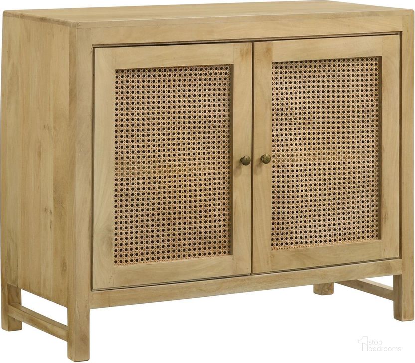 The appearance of Zamora Rectangular 2-Door Accent Cabinet In Natural designed by Coaster in the transitional interior design. This natural piece of furniture  was selected by 1StopBedrooms from Zamora Collection to add a touch of cosiness and style into your home. Sku: 953555. Material: Wood. Product Type: Accent Cabinet. Image1