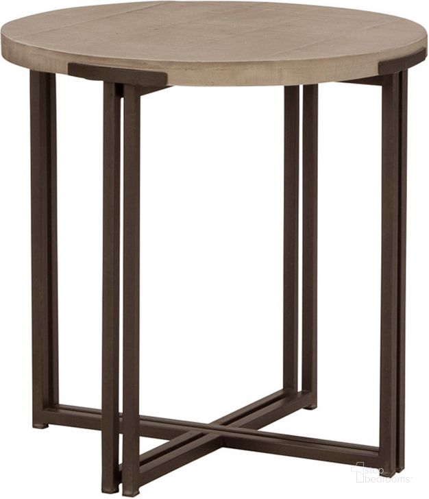 The appearance of Zander Round End Table With Dual Metal Base In Grey designed by Aspenhome in the modern / contemporary interior design. This grey piece of furniture  was selected by 1StopBedrooms from Zander Collection to add a touch of cosiness and style into your home. Sku: I310-9141-STO. Material: Wood. Product Type: End Table. Image1