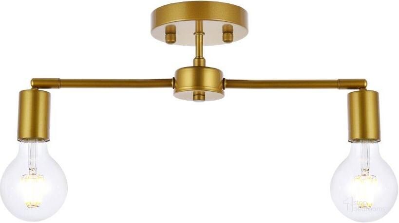 The appearance of Zane 2 Lights Brass Flush Mount designed by Elegant Lighting in the transitional interior design. This brass piece of furniture  was selected by 1StopBedrooms from Zane Collection to add a touch of cosiness and style into your home. Sku: LD2348BR. Product Type: Flush Mount. Material: Iron. Image1