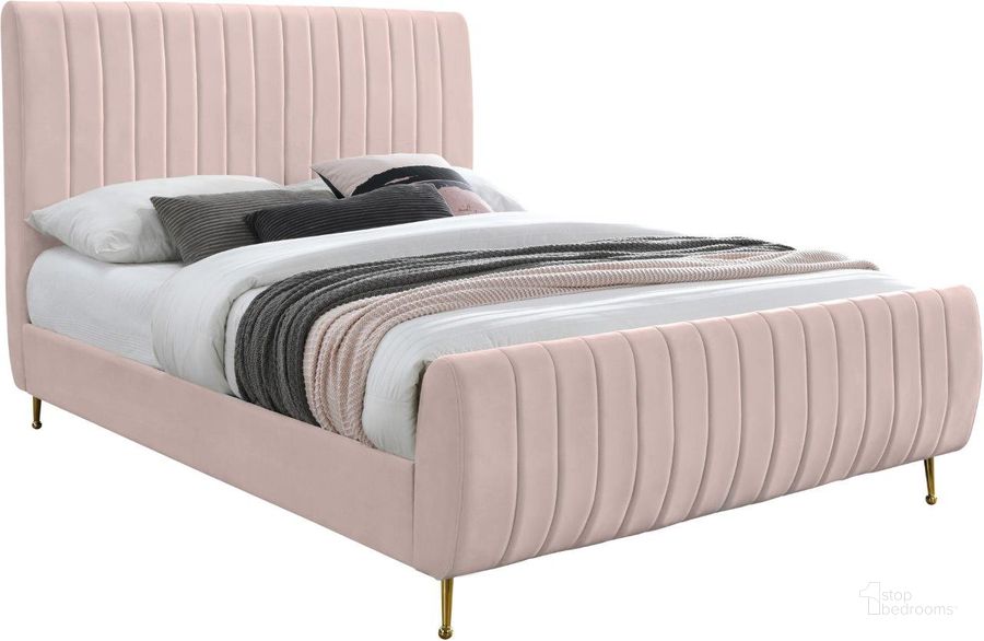 The appearance of Zara Pink Velvet Full Bed designed by Meridian in the modern / contemporary interior design. This pink velvet piece of furniture  was selected by 1StopBedrooms from Zara Collection to add a touch of cosiness and style into your home. Sku: ZaraPink-F-1;ZaraPink-F-2;ZaraPink-F-3. Bed Type: Platform Bed. Product Type: Platform Bed. Bed Size: Full. Material: Velvet. Image1