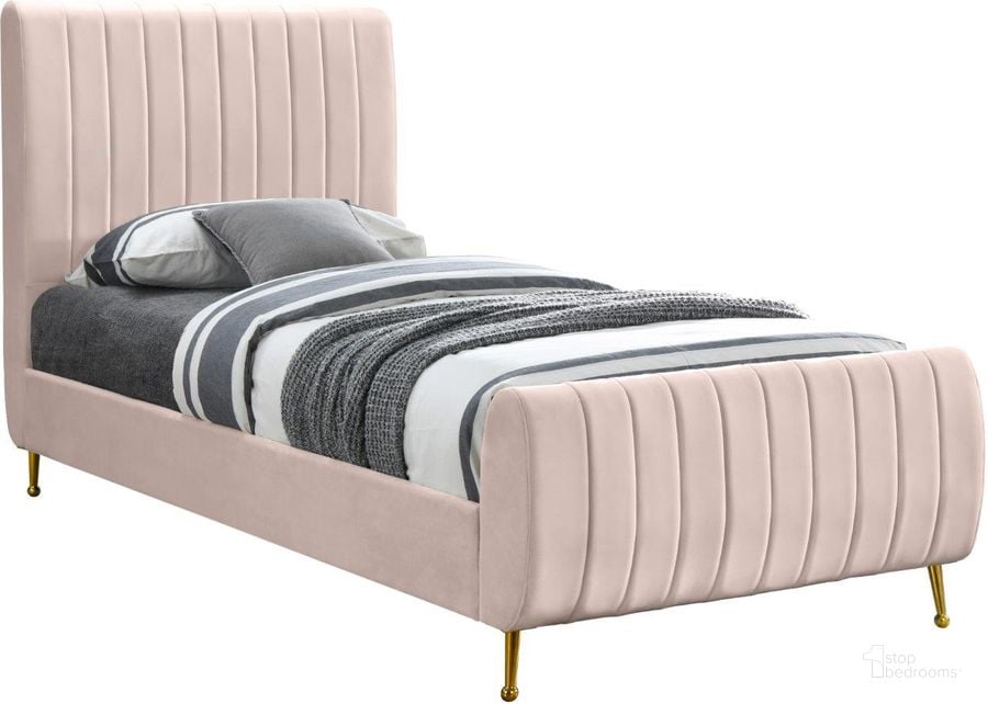 The appearance of Zara Pink Velvet Twin Bed designed by Meridian in the modern / contemporary interior design. This pink velvet piece of furniture  was selected by 1StopBedrooms from Zara Collection to add a touch of cosiness and style into your home. Sku: ZaraPink-T-1;ZaraPink-T-2;ZaraPink-T-3. Bed Type: Platform Bed. Product Type: Platform Bed. Bed Size: Twin. Material: Velvet. Image1