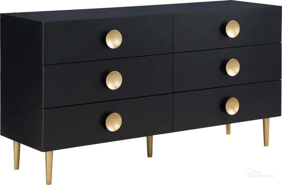 The appearance of Zayne Black Dresser designed by Meridian in the modern / contemporary interior design. This black piece of furniture  was selected by 1StopBedrooms from Zayne Collection to add a touch of cosiness and style into your home. Sku: 842Black-D. Material: Wood. Product Type: Dresser. Image1