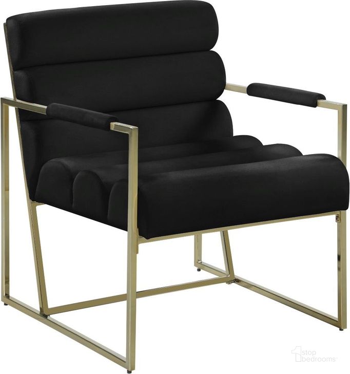 The appearance of Zayne Black Velvet Accent Chair designed by Meridian in the modern / contemporary interior design. This black velvet piece of furniture  was selected by 1StopBedrooms from Zayne Collection to add a touch of cosiness and style into your home. Sku: 526Black. Product Type: Accent Chair. Material: Velvet. Image1
