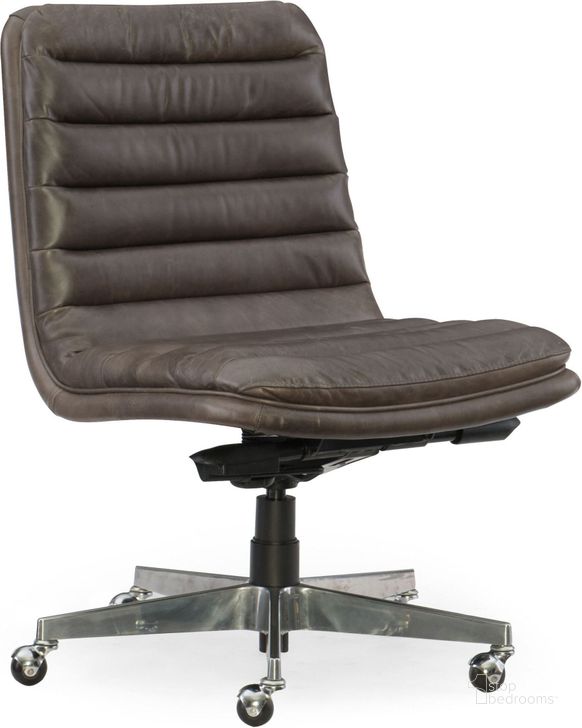 The appearance of Wyatt Memento Medal Leather Home Office Chair designed by Hooker in the modern / contemporary interior design. This gray piece of furniture  was selected by 1StopBedrooms from Wyatt Collection to add a touch of cosiness and style into your home. Sku: EC591-CH-097. Material: Leather. Product Type: Office Chair. Image1