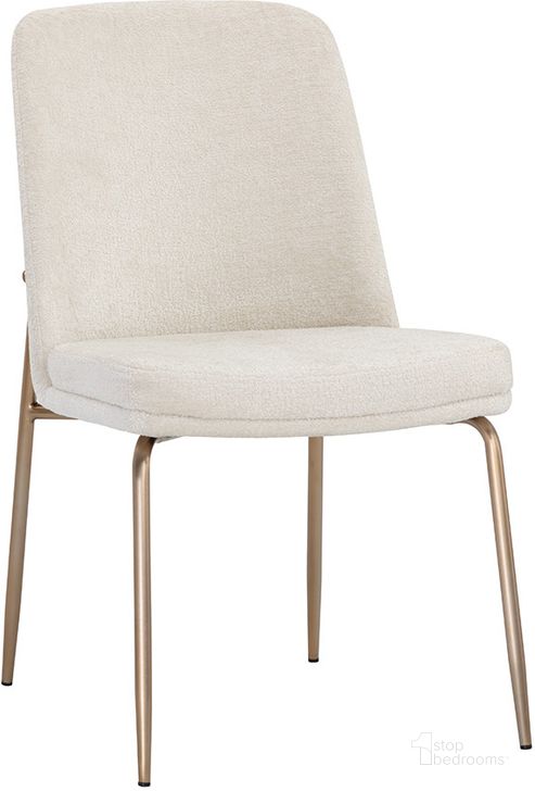 The appearance of Zeke Dining Chair Set Of 2 In Antique Brass And Bergen Ivory designed by Sunpan in the modern / contemporary interior design. This antique brass piece of furniture  was selected by 1StopBedrooms from Zeke Collection to add a touch of cosiness and style into your home. Sku: 109170. Material: Fabric. Product Type: Dining Chair. Image1