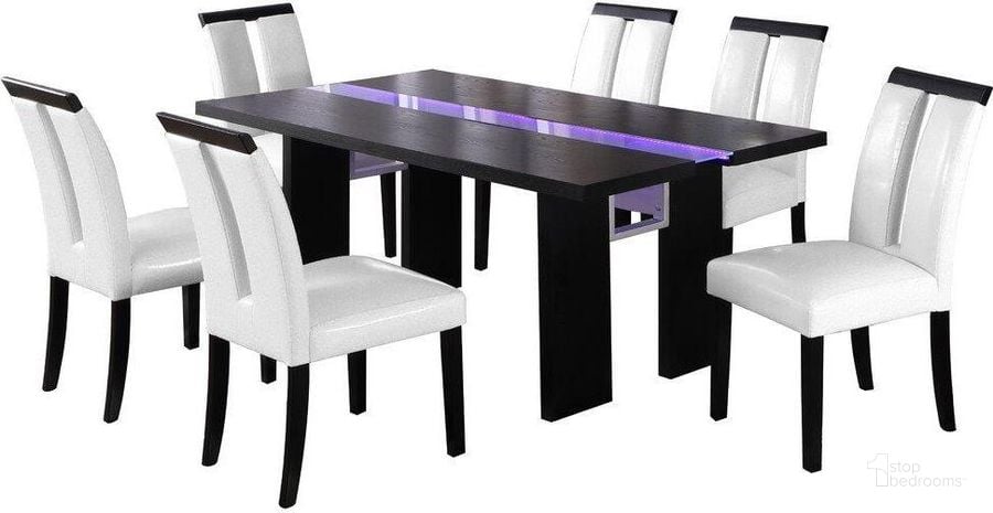 The appearance of Zendaya 7 Piece Faux Leather Dining Set In Black Wood And White designed by Best Master Furniture in the transitional interior design. This black/white piece of furniture  was selected by 1StopBedrooms from Zendaya Collection to add a touch of cosiness and style into your home. Sku: Z2077B7. Material: Faux Leather. Product Type: Dining Room Set. Image1