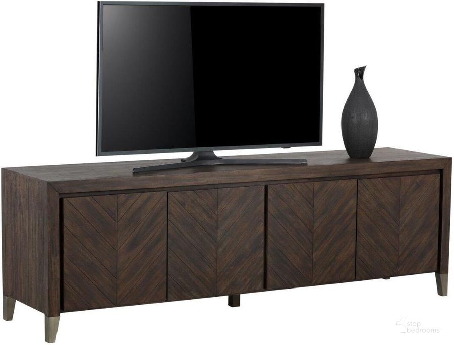The appearance of Zenn Brown Greyson TV Stand designed by Sunpan in the modern / contemporary interior design. This brown piece of furniture  was selected by 1StopBedrooms from Zenn Collection to add a touch of cosiness and style into your home. Sku: 103369. Material: Wood. Product Type: TV Stands and TV Console. Image1