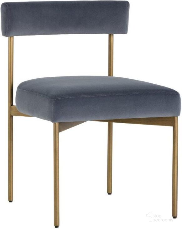 The appearance of Zenn Velvet Slate Seneca Dining Chair Set of 2 designed by Sunpan in the modern / contemporary interior design. This blue piece of furniture  was selected by 1StopBedrooms from Zenn Collection to add a touch of cosiness and style into your home. Sku: 103365. Material: Fabric. Product Type: Dining Chair. Image1