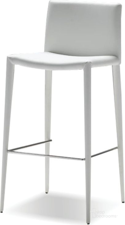The appearance of Zeno White Leatherette Counter Stool - Set of 2 designed by Mobital in the modern / contemporary interior design. This white piece of furniture  was selected by 1StopBedrooms from Zeno Collection to add a touch of cosiness and style into your home. Sku: DCS-ZENO-WHIT-. Material: Leather. Product Type: Barstool.