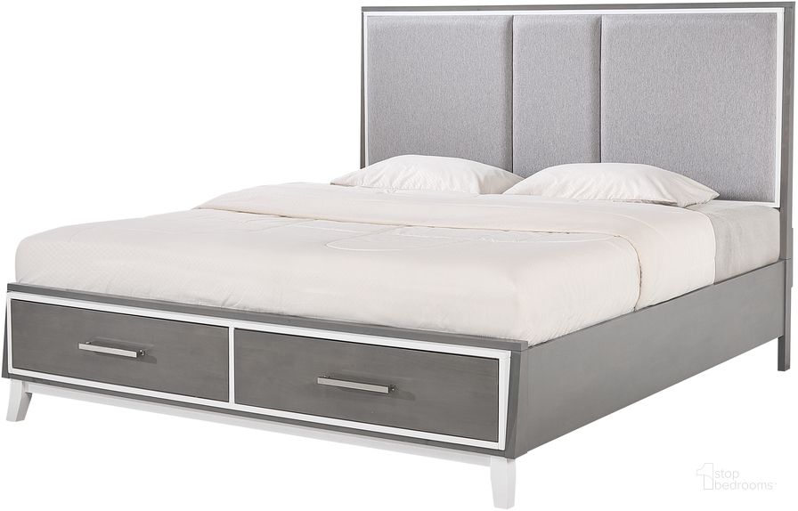 The appearance of Zephyr Queen Storage Bed designed by New Classic in the transitional interior design. This white/gray piece of furniture  was selected by 1StopBedrooms from Zephyr Collection to add a touch of cosiness and style into your home. Sku: B192G-310;B192G-328;B192G-330. Bed Type: Storage Bed. Product Type: Storage Bed. Bed Size: Queen. Image1